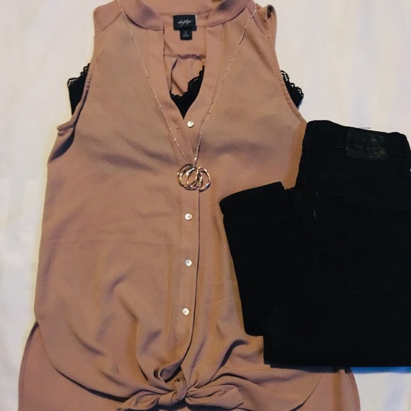 Sleeveless button down tunic top - Picture 3 of 4